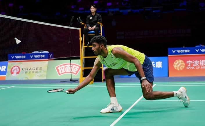 Badminton action placeholder inspired by Lakshya Sen